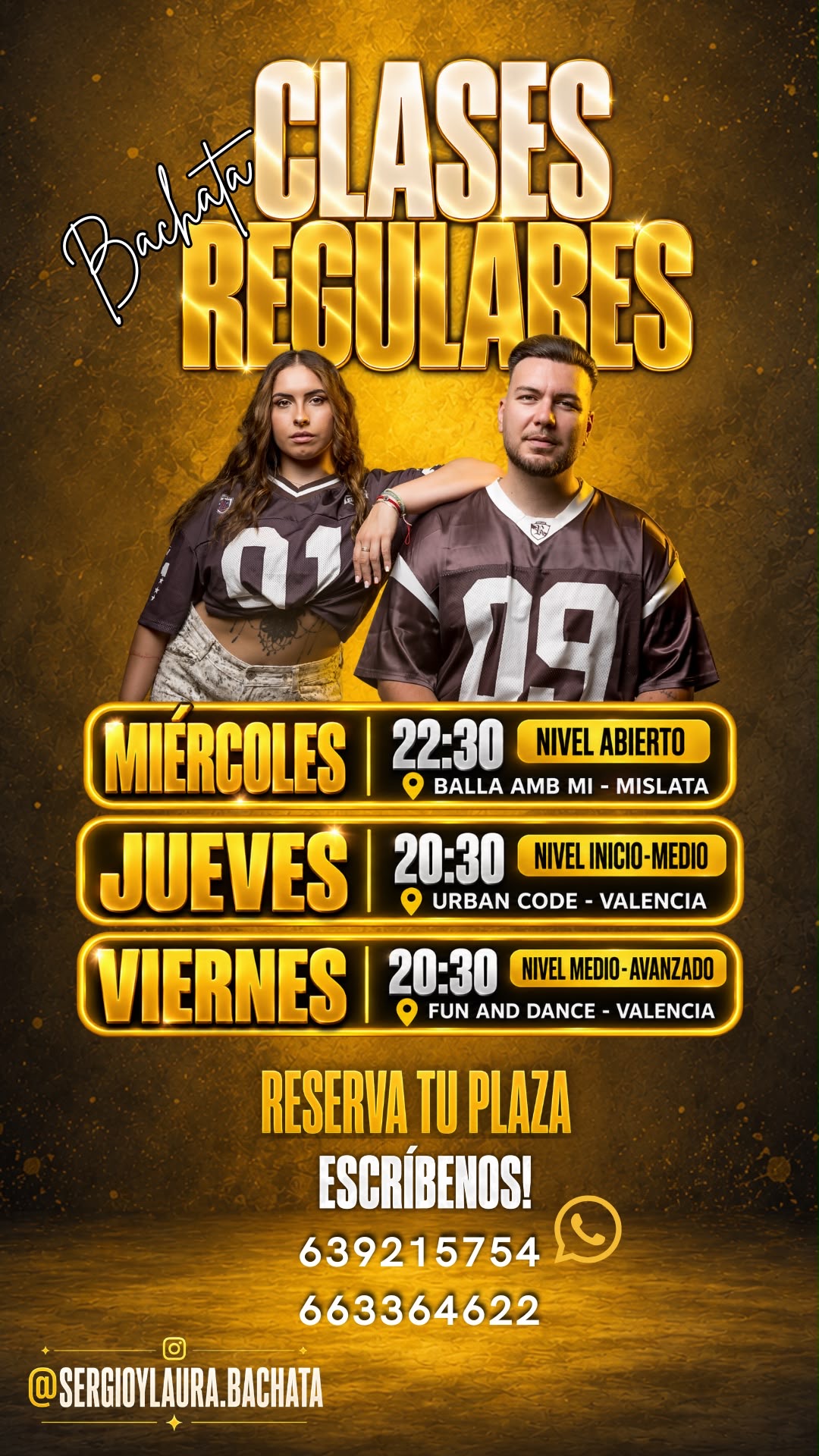 Clases de baile, miércoles, jueves, viernes